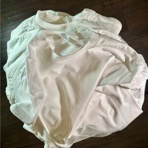 6.5 OZ 4 pack White Heavy Cotton T Shirt Thick Short Sleeve Plain T Shirts